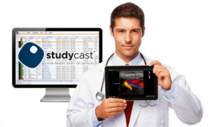 doctor holding advanced medical imaging from studycast