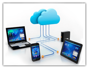 cloud connecting phone computer router and tablet
