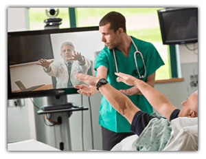 therapy via skype for patient in bed