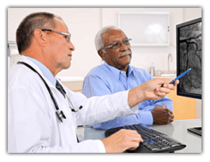 doctor showing patient advanced medical imaging