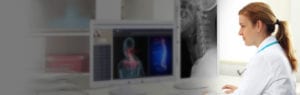 Doctor Reviewing Medical Images on Desktop