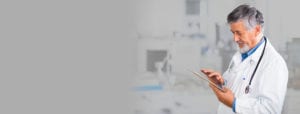 Doctor checking mobile medical images