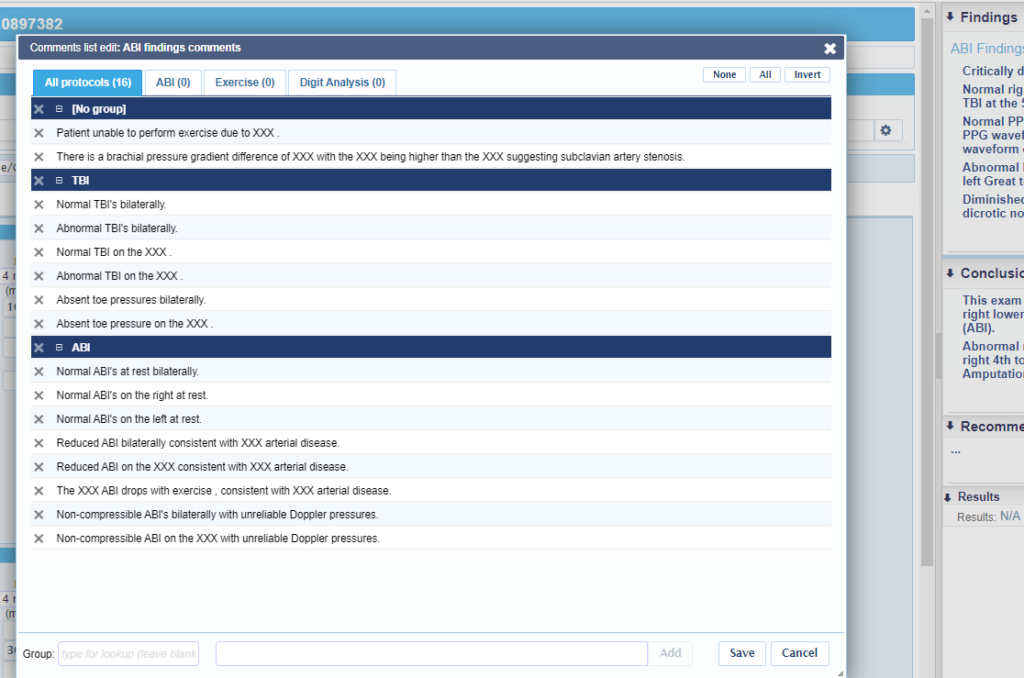 Image: Additional Comments editor in the Studycast ABI worksheet.